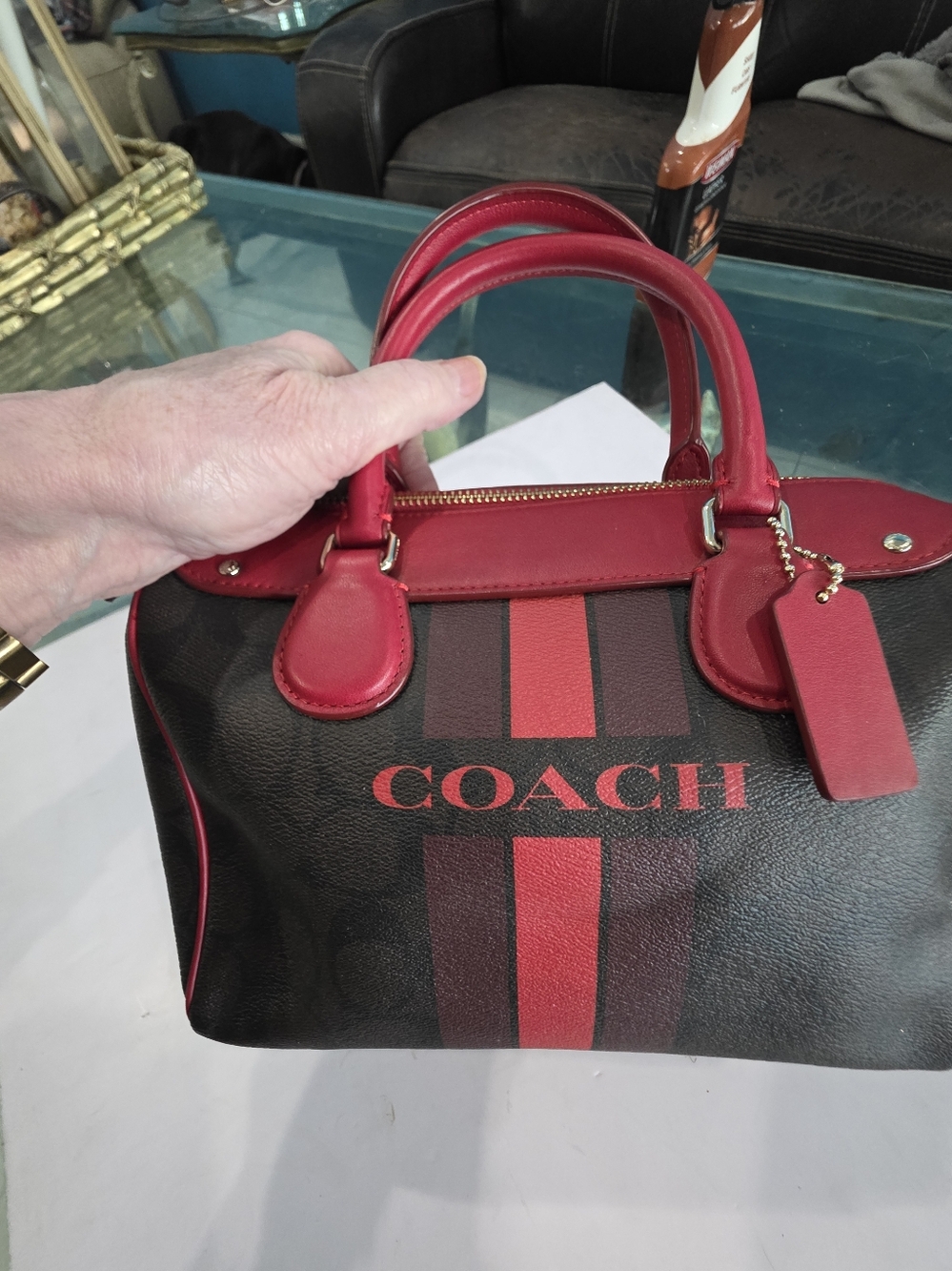 New Coach Varsity Stripe Satchel